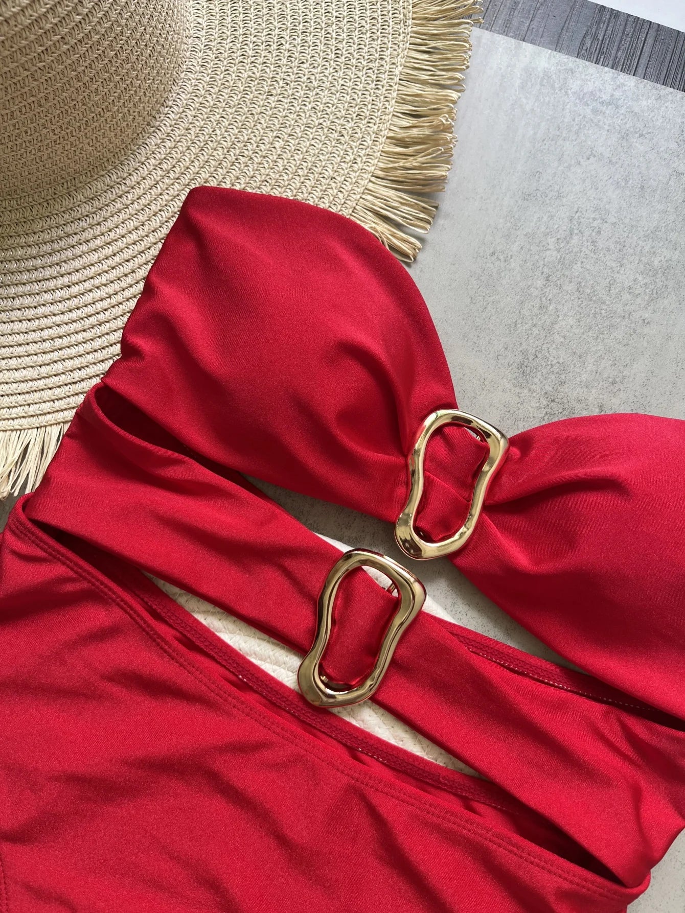 3 Colors Sexy Metal Rings Cut Out Women Swimwear