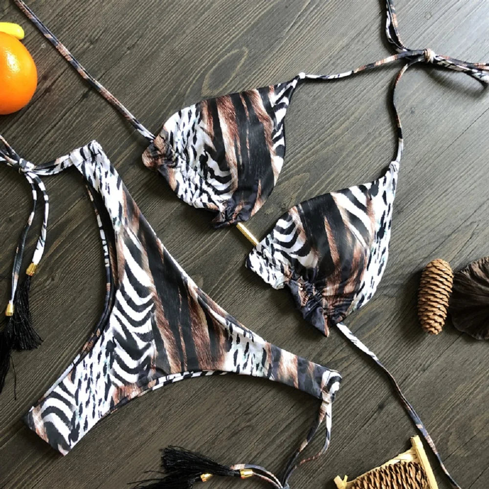 RUOTONGSEPT 2022 Striped Bikini Set