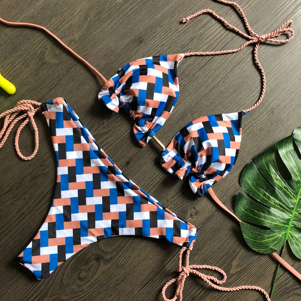 RUOTONGSEPT 2022 Striped Bikini Set