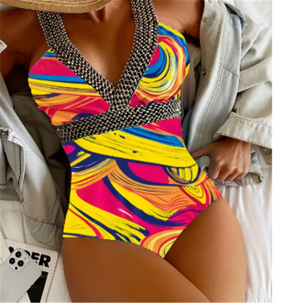Vigoashely 2025 Sexy Print Strapped Swimwear