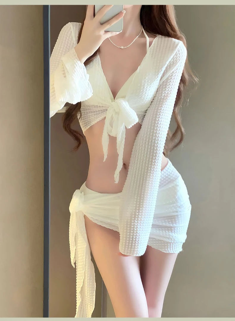 Women's Long Sleeve Knit Bikini Set