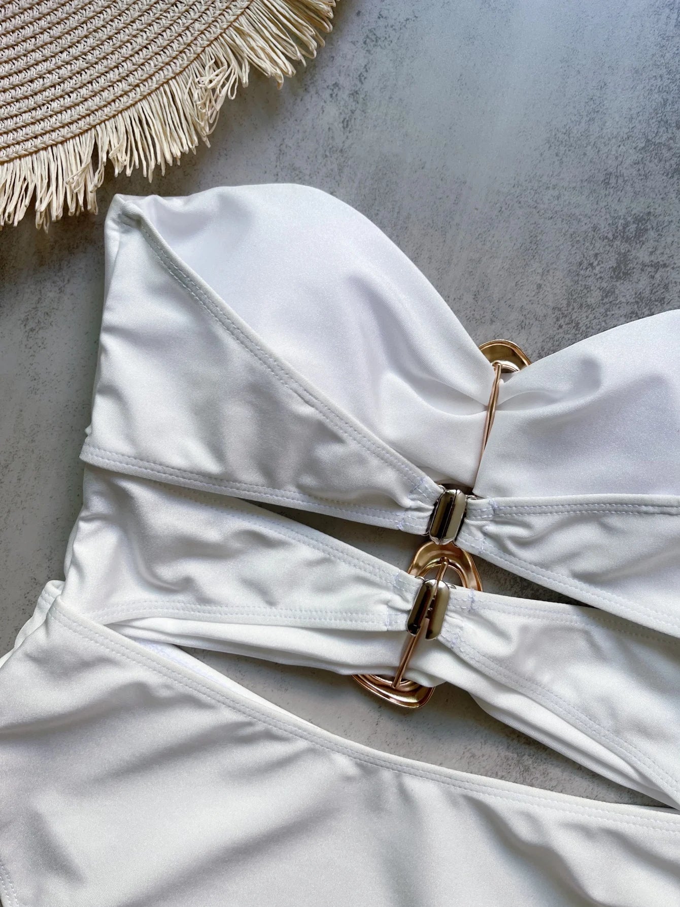 3 Colors Sexy Metal Rings Cut Out Women Swimwear