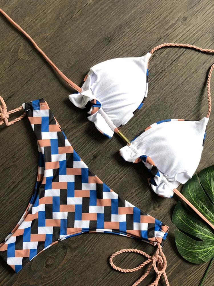 RUOTONGSEPT 2022 Striped Bikini Set