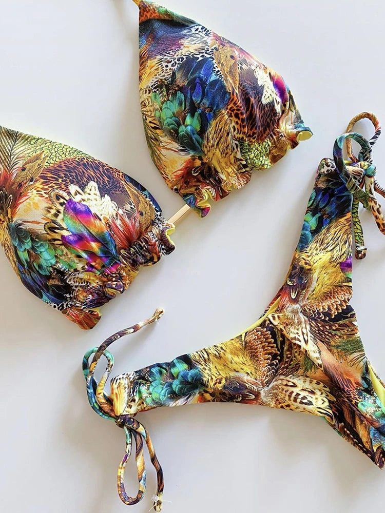 RUOTONGSEPT 2022 Striped Bikini Set