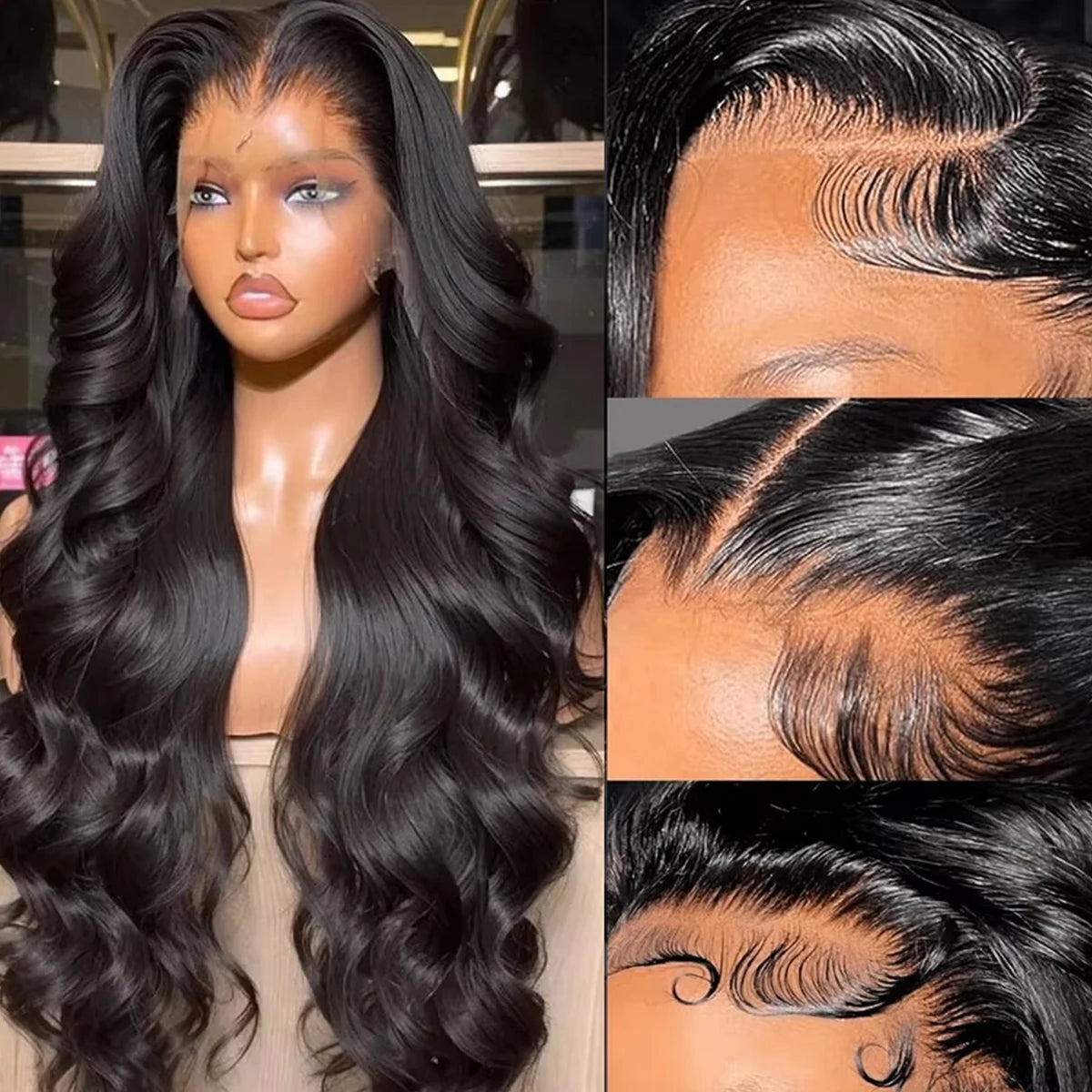 Density Body Wave Black Wigs