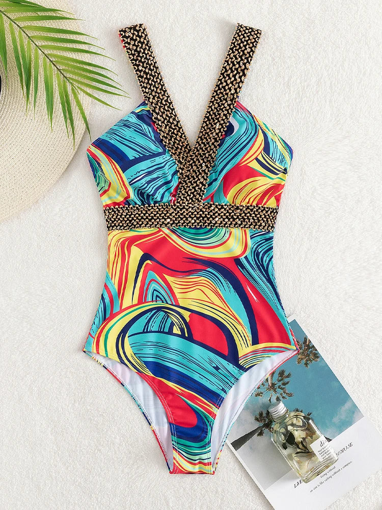 Vigoashely 2025 Sexy Print Strapped Swimwear