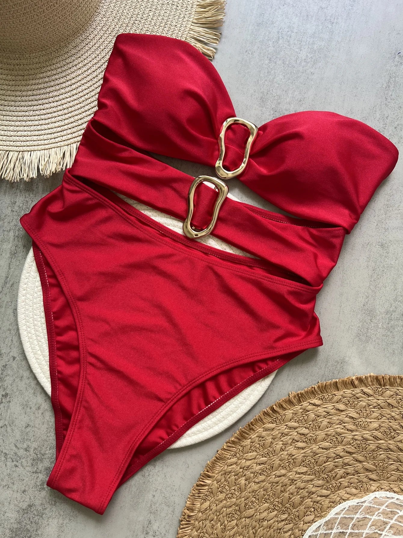 3 Colors Sexy Metal Rings Cut Out Women Swimwear