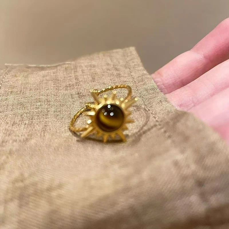 Retro Brown Stone Rings