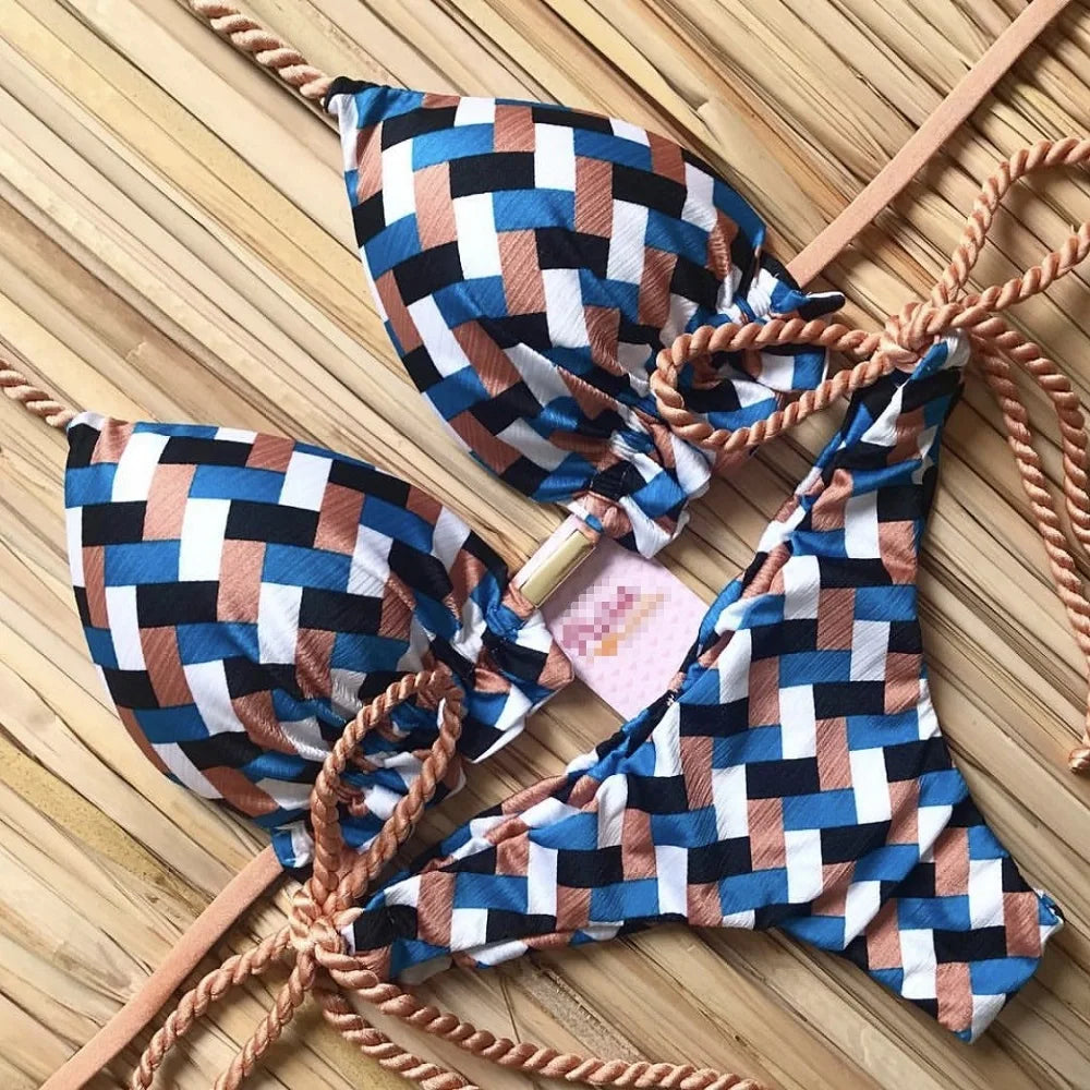 RUOTONGSEPT 2022 Striped Bikini Set