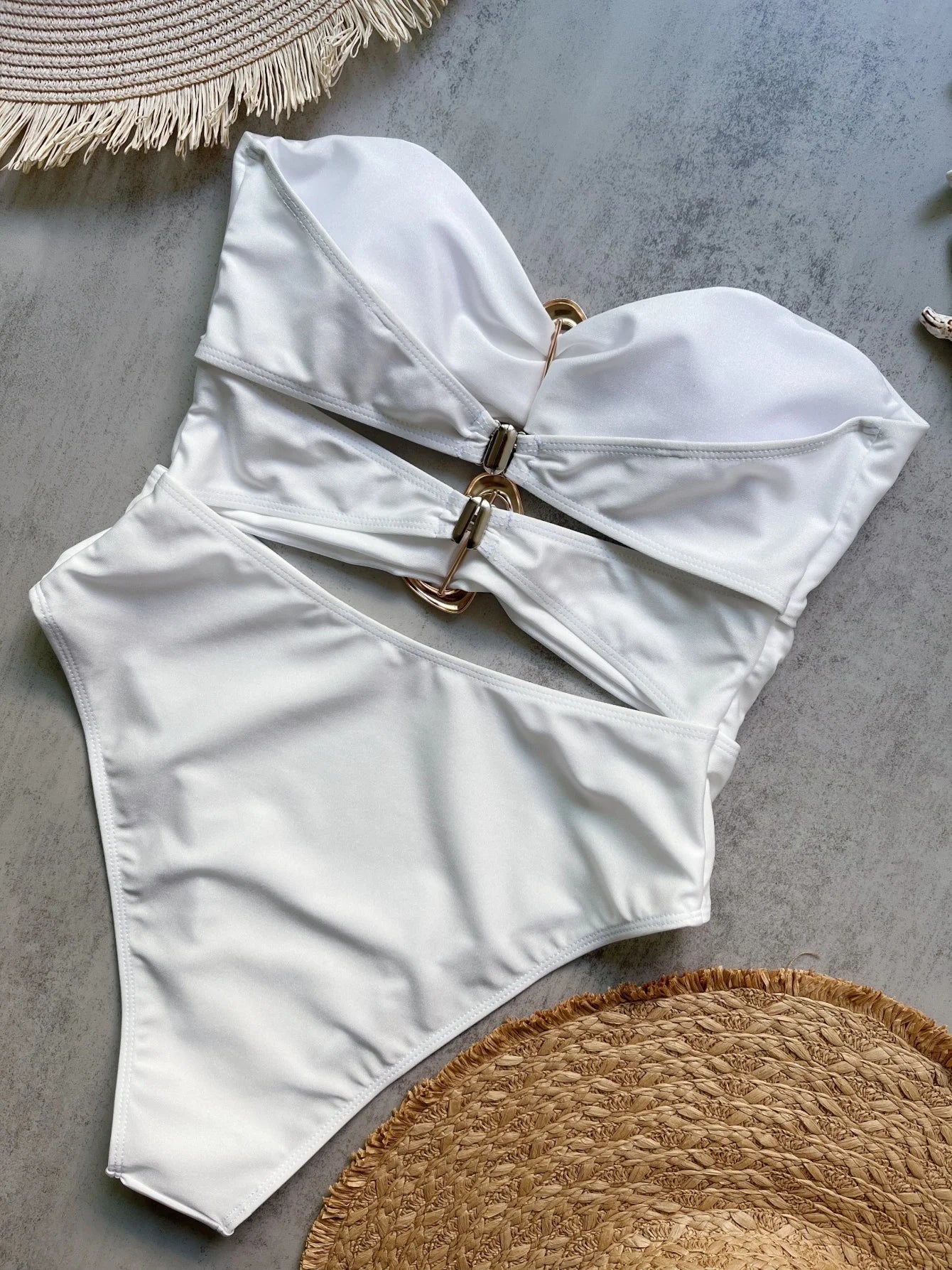 3 Colors Sexy Metal Rings Cut Out Women Swimwear