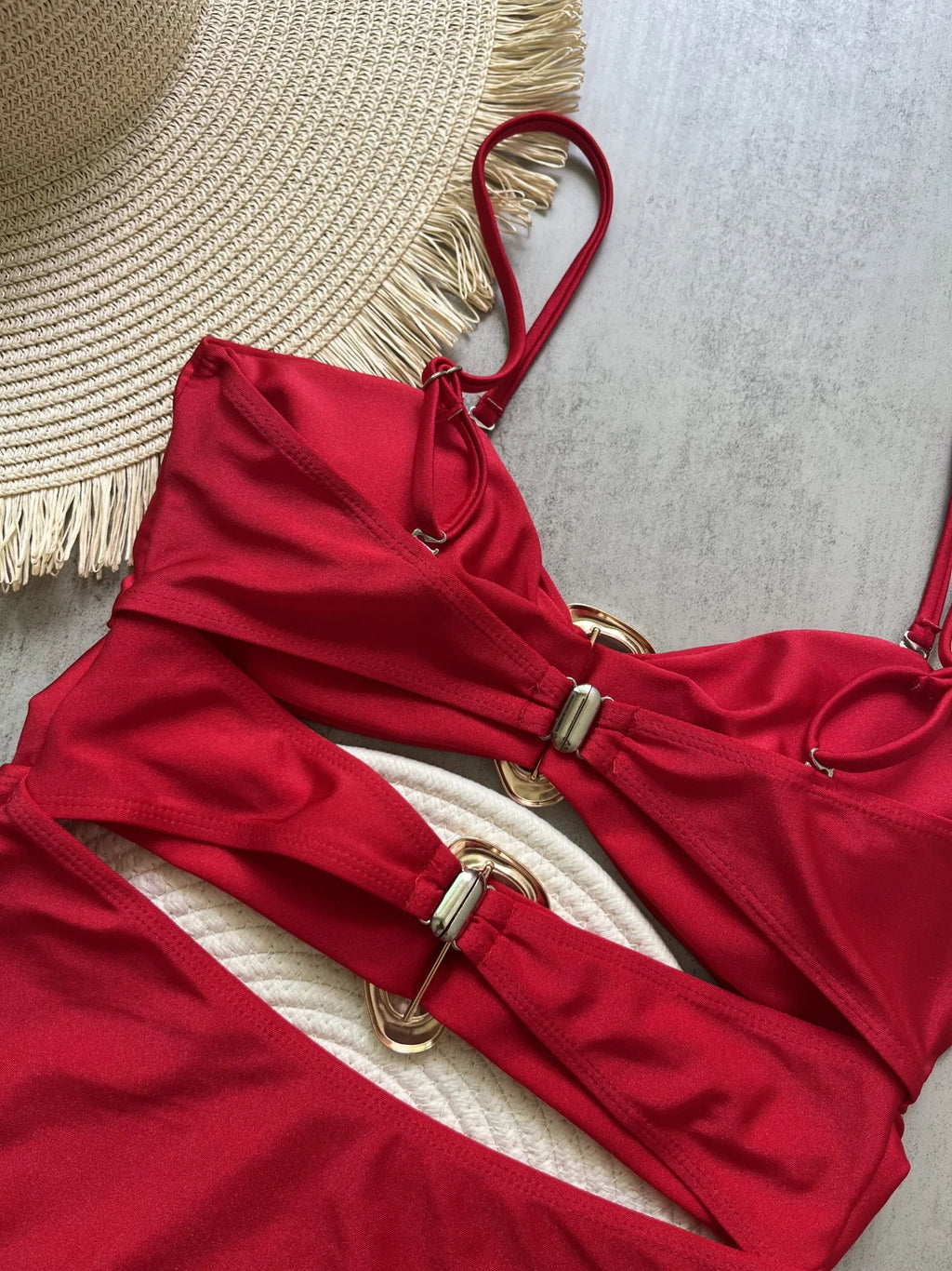 3 Colors Sexy Metal Rings Cut Out Women Swimwear