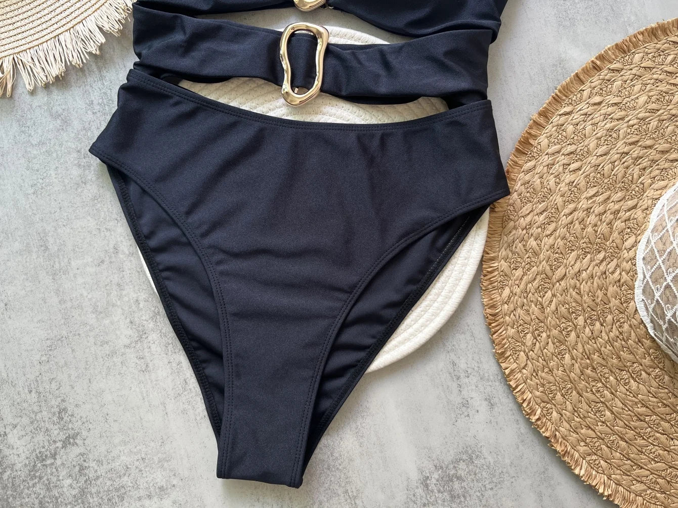 3 Colors Sexy Metal Rings Cut Out Women Swimwear