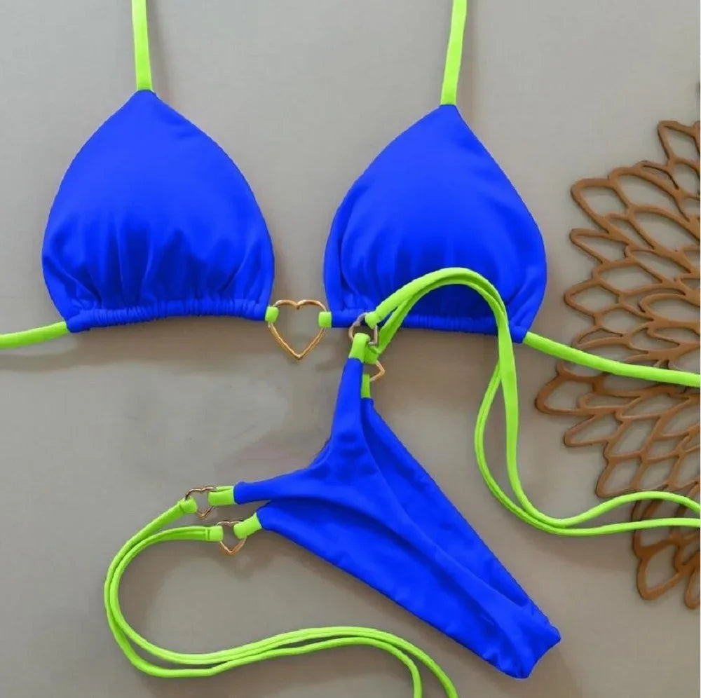 Sexy Halter Solid color Bikini Set Women's Swimsuit
