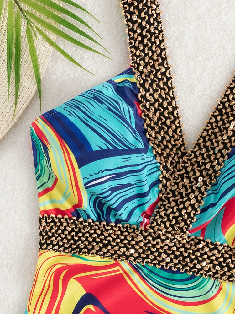 Vigoashely 2025 Sexy Print Strapped Swimwear