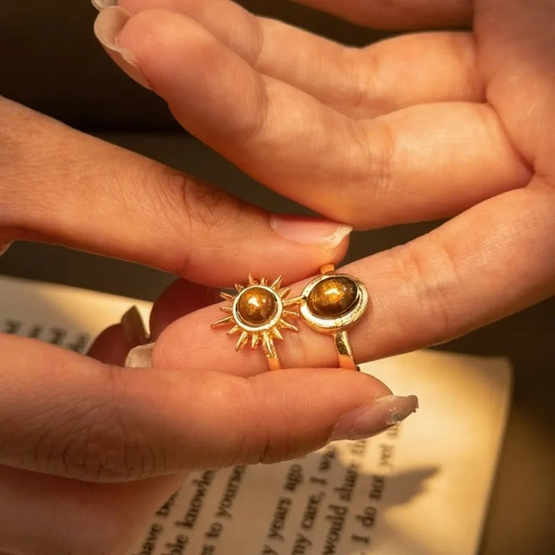 Retro Brown Stone Rings