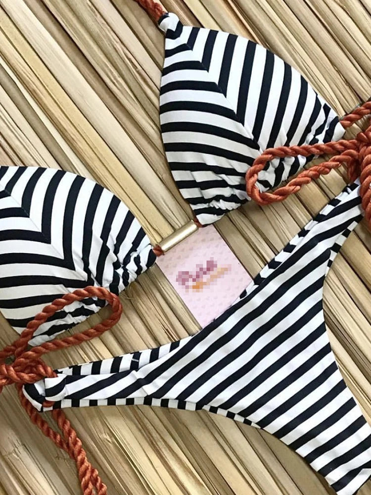 RUOTONGSEPT 2022 Striped Bikini Set