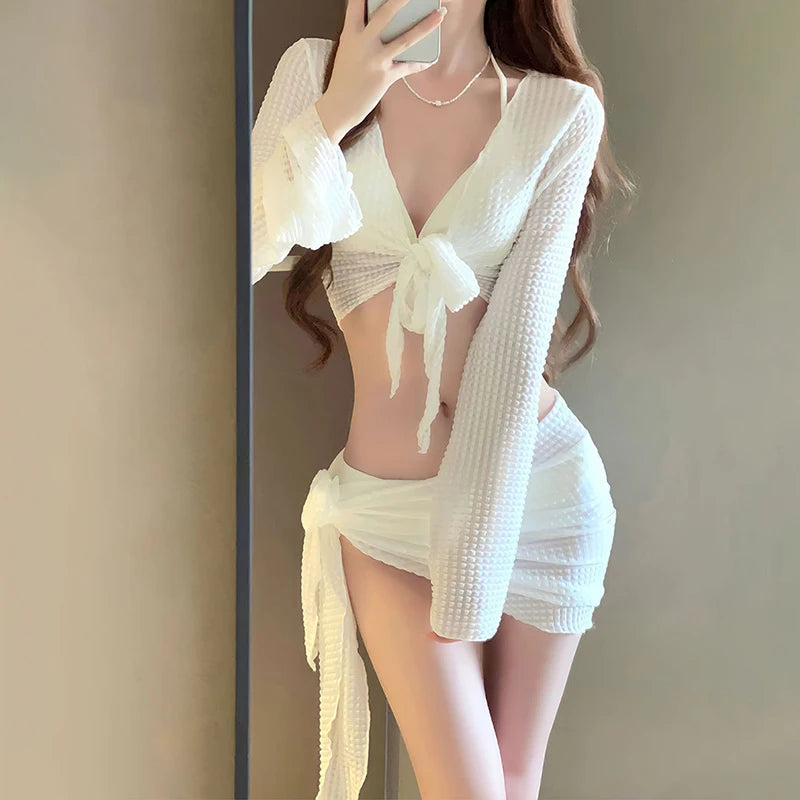Women's Long Sleeve Knit Bikini Set