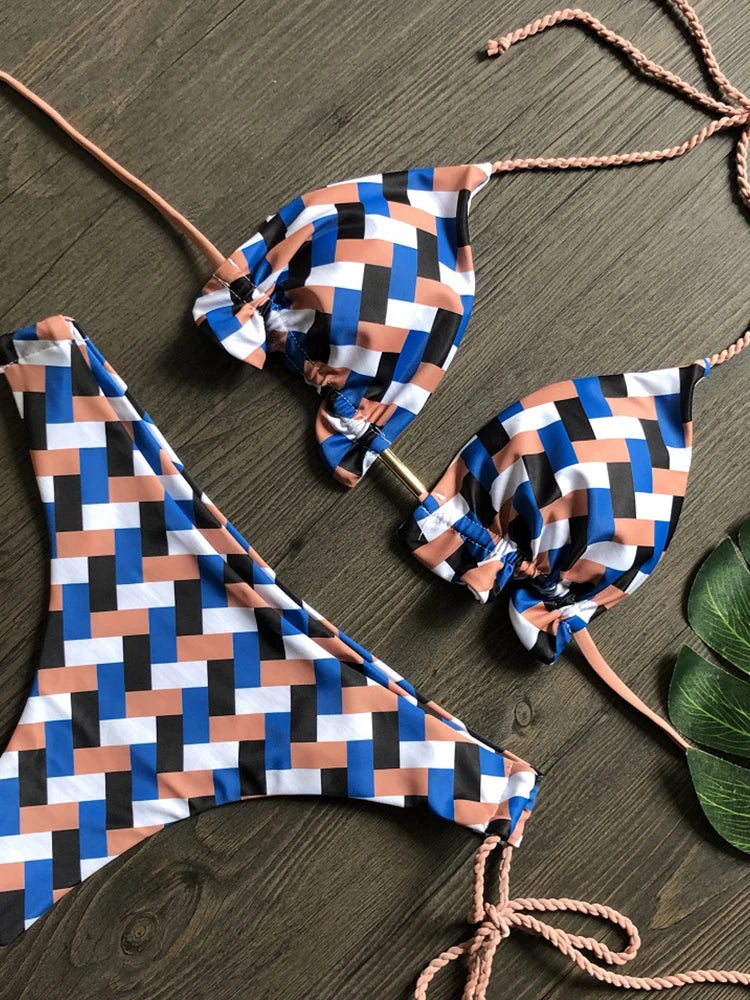 RUOTONGSEPT 2022 Striped Bikini Set