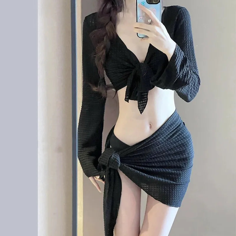 Women's Long Sleeve Knit Bikini Set