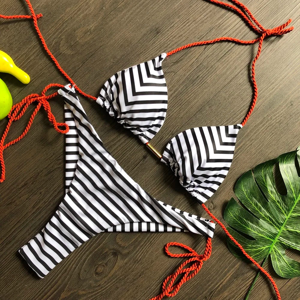 RUOTONGSEPT 2022 Striped Bikini Set