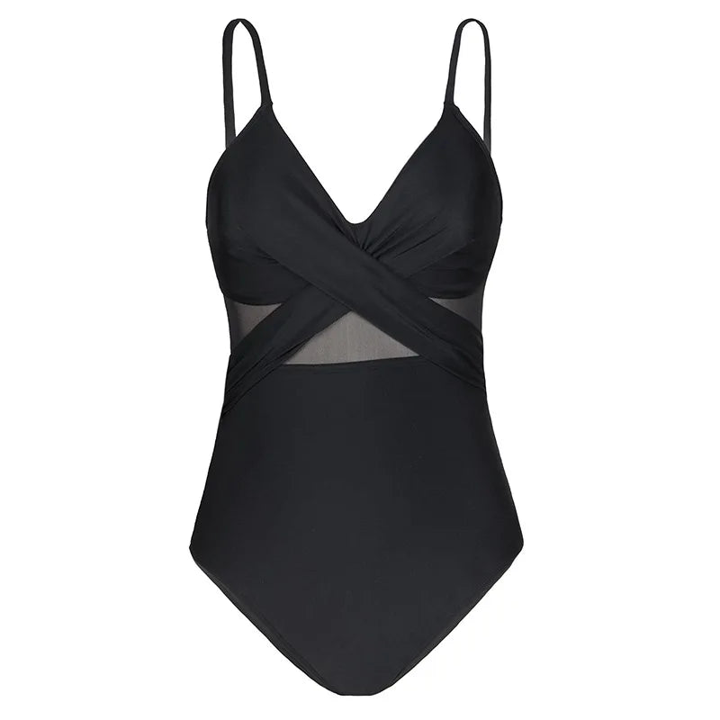 Contrast Mesh One Piece Swimsuit