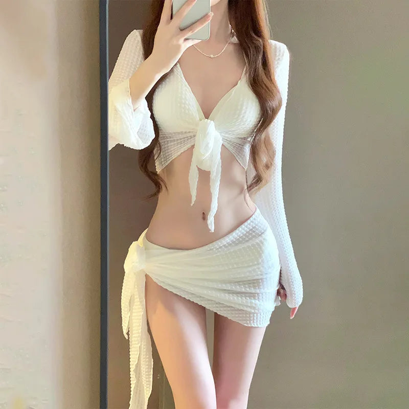 Women's Long Sleeve Knit Bikini Set