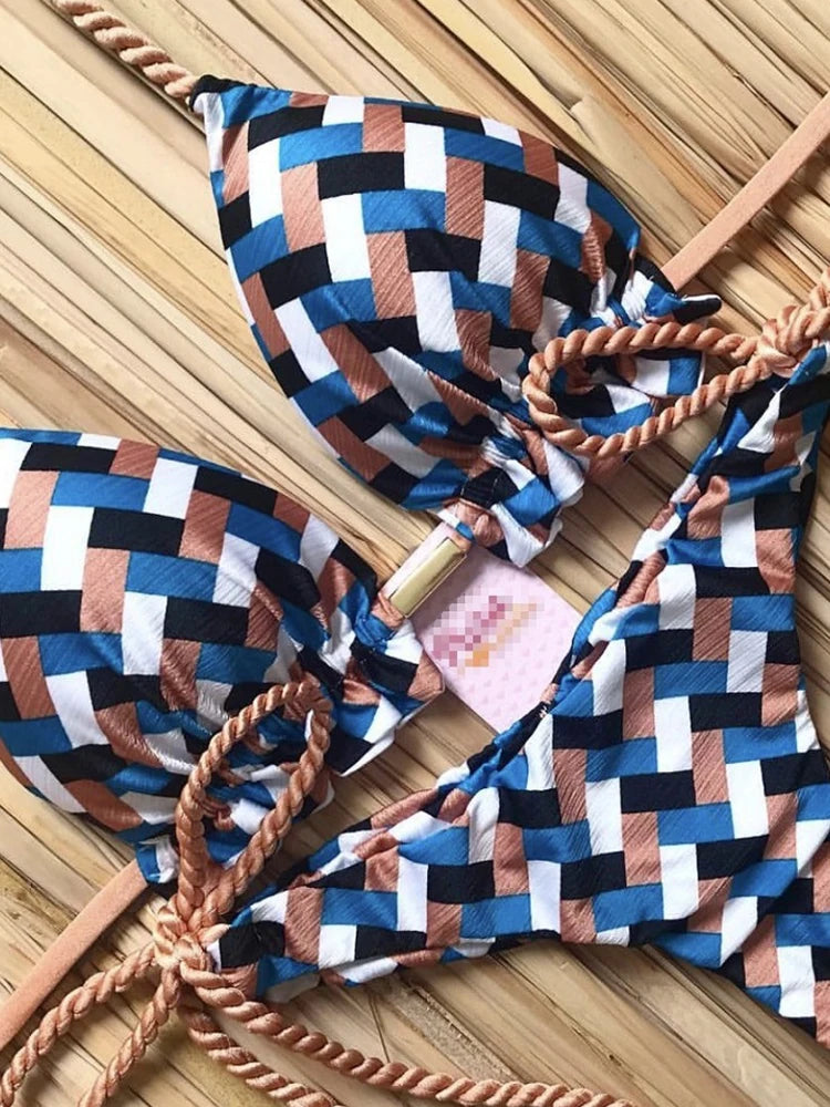 RUOTONGSEPT 2022 Striped Bikini Set