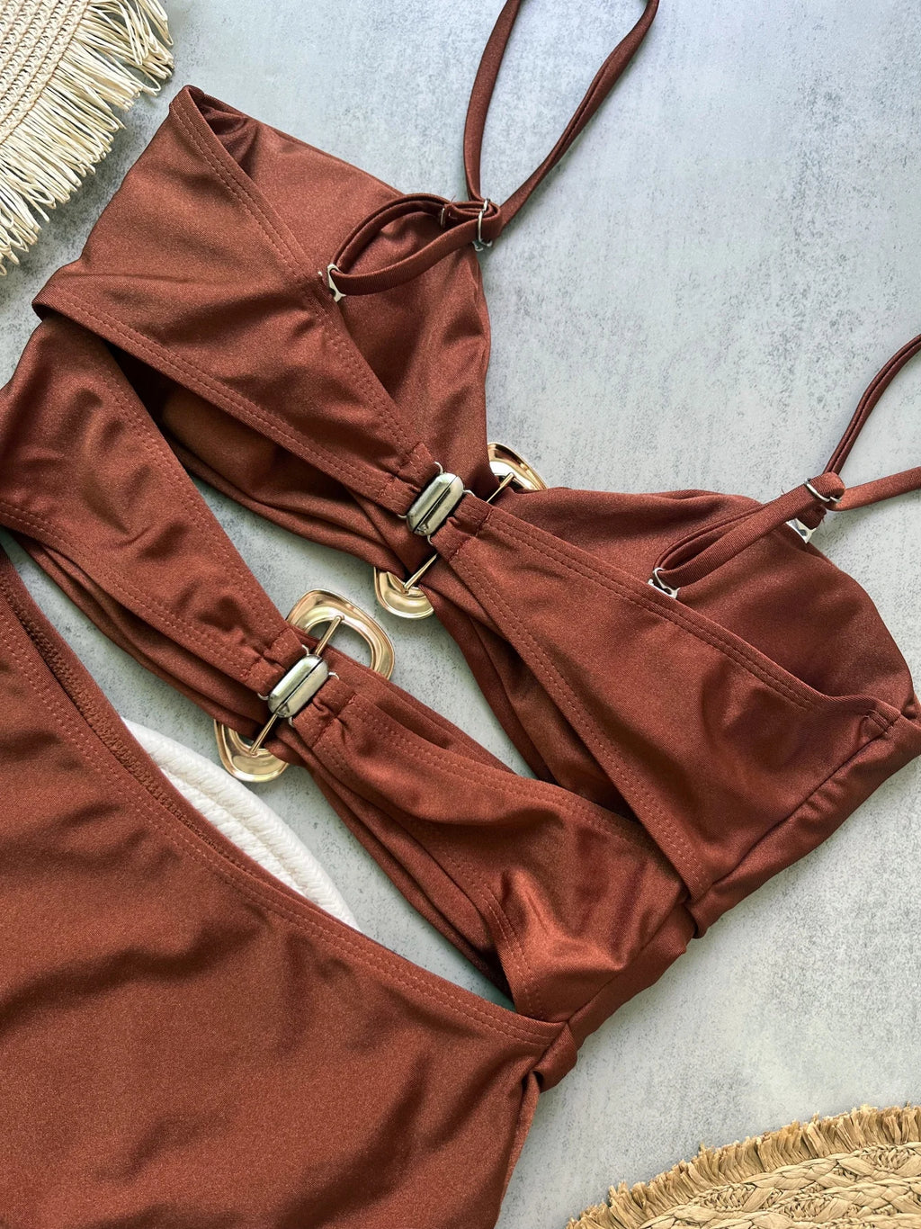 3 Colors Sexy Metal Rings Cut Out Women Swimwear